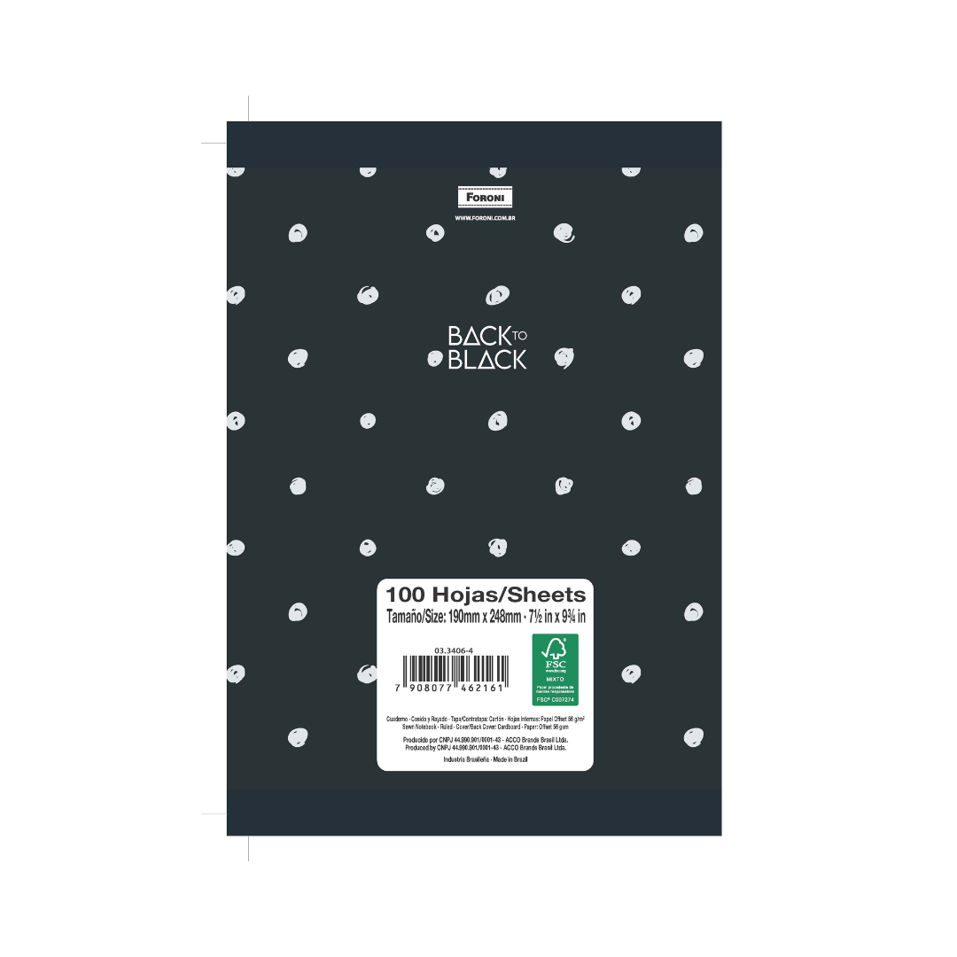 CUADERNO COSIDO 200 PAG. APS BACK TO BLACK