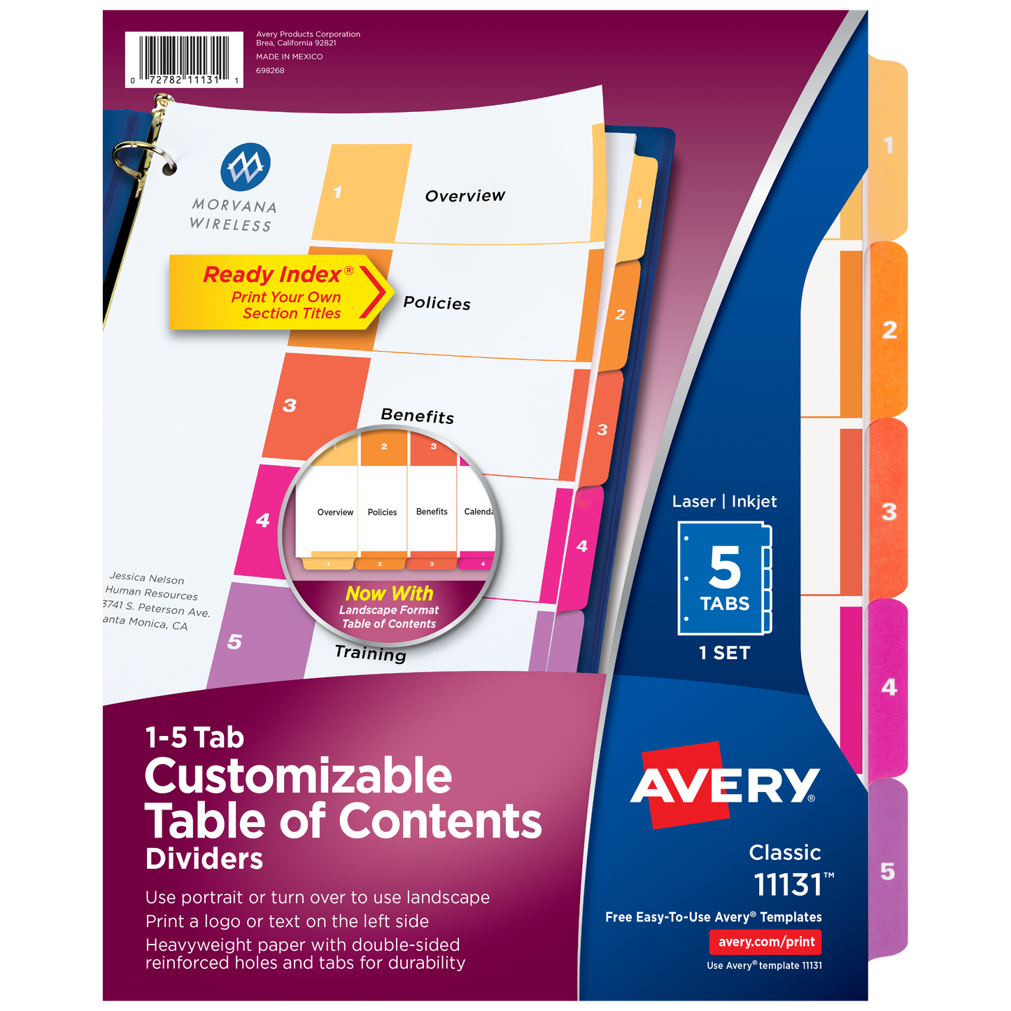 SEPARADOR P/CARPETAS 5 TAB MULTICOLOR