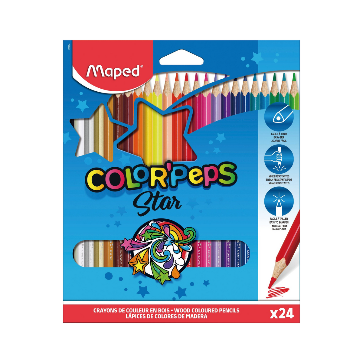 JUEGO LAPICES COLORES COLOR PEPS STAR 24/1 LARGO