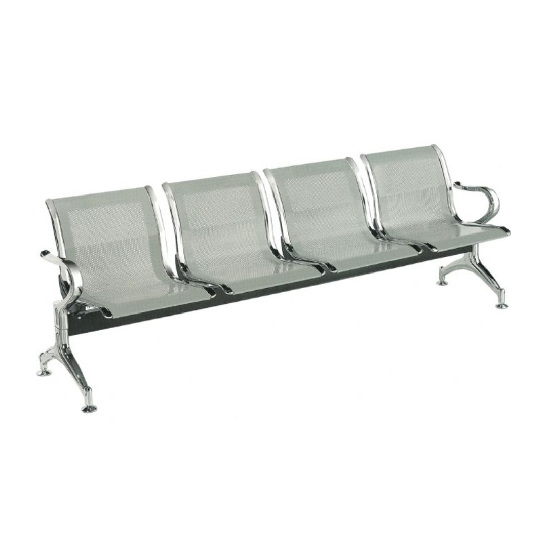 BANCA P/VISITAS DE METAL GALVANIZADO PREMIUM C/4 ASIENTOS PLATEADAS
