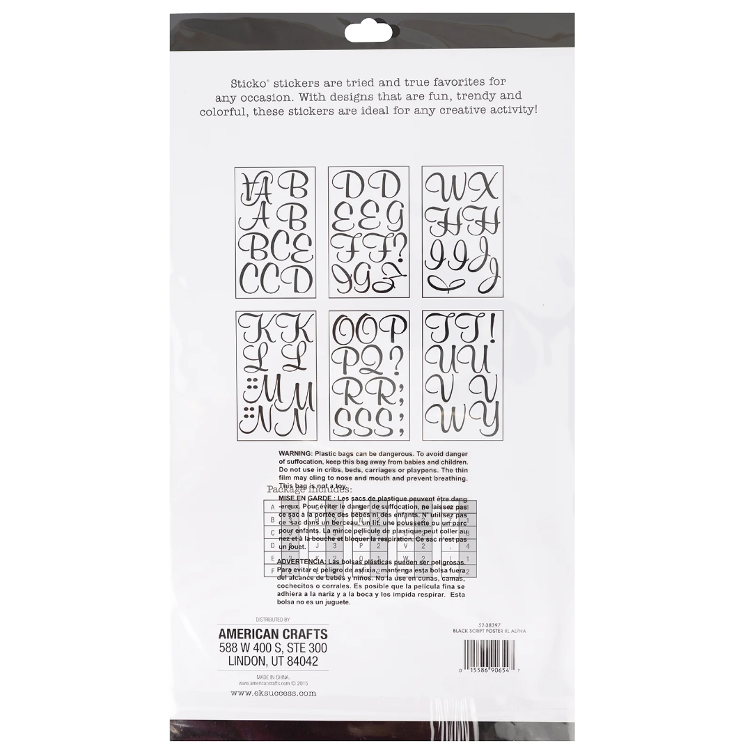 POSTER DE PEGATINAS XL 3/1 STICKO ALFABETO - NEGRO