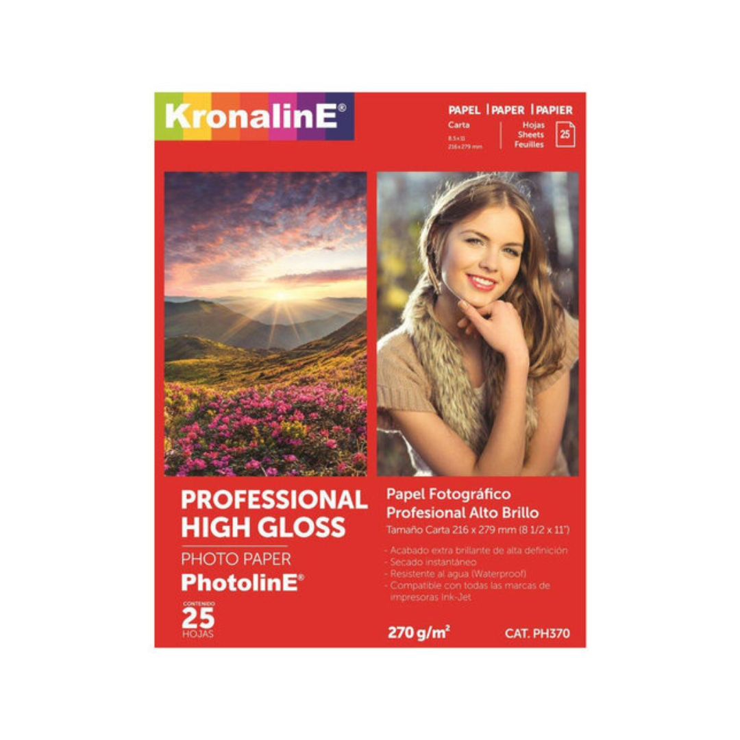 PAPEL FOTOGRAFICO PROFESIONAL HIGH GLOSS (8.5 X 11) 25H 270 g/m2