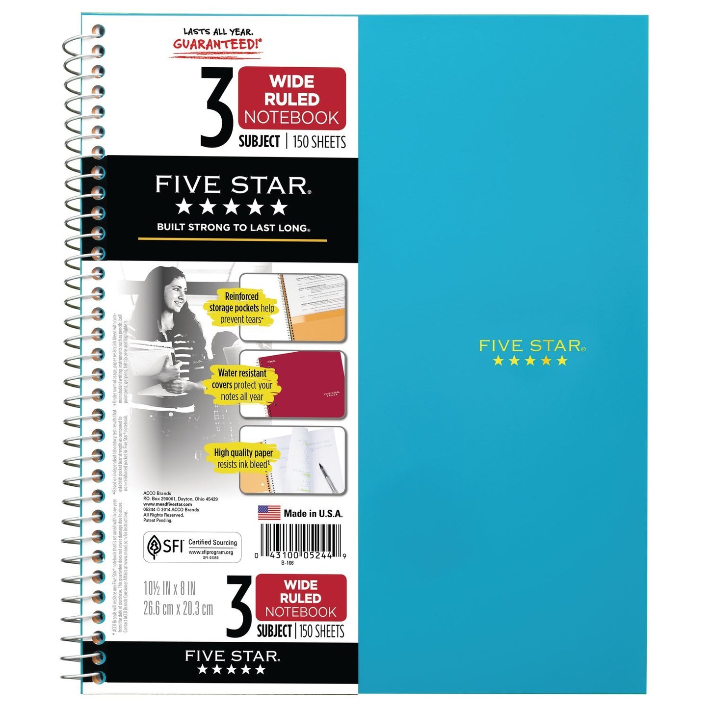 CUADERNO 3 DIV. FIVE STAR (10.5 x 8) FASHION