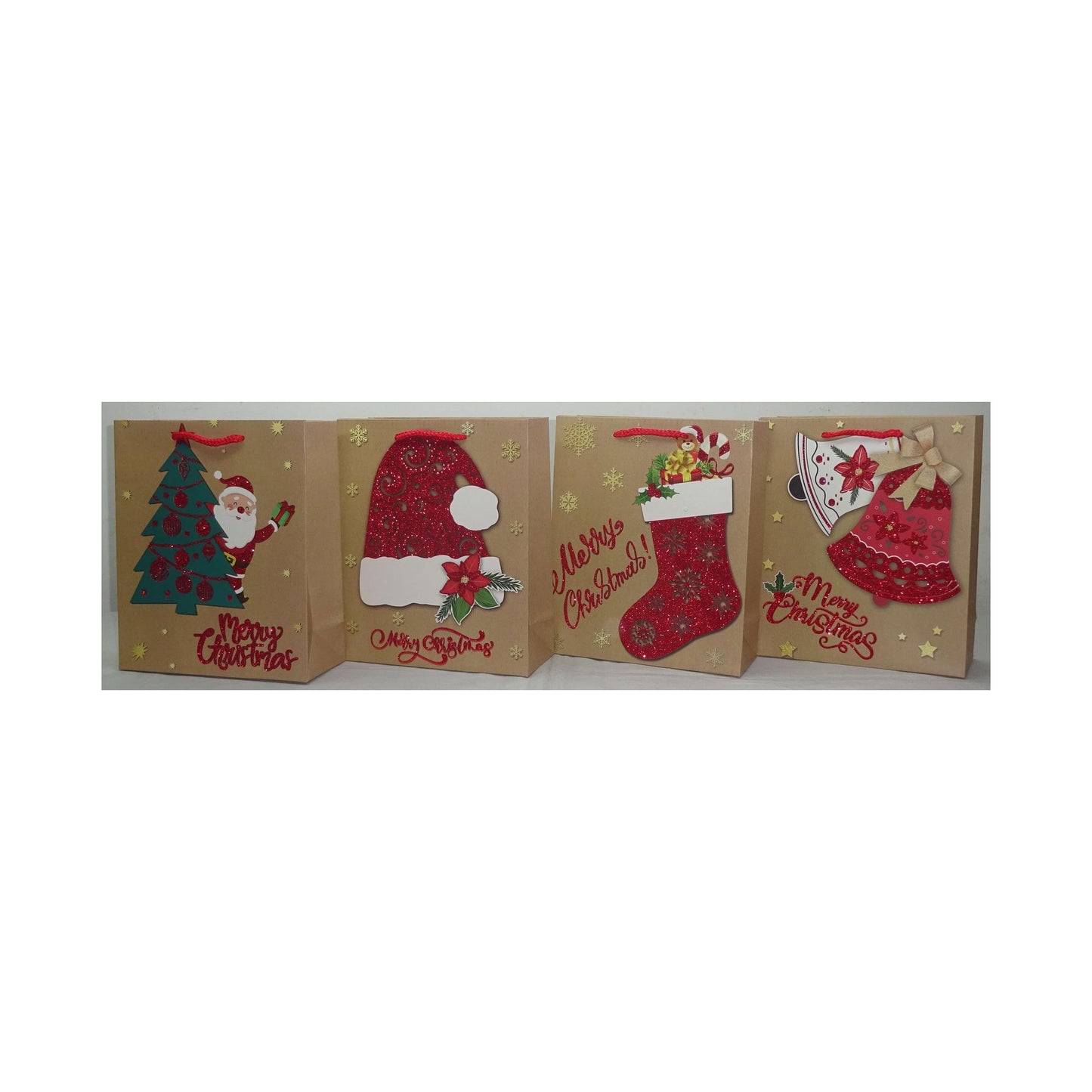 FUNDAS P/REGALOS XMAS GLITTER (23X. X 19.5X8) NAVIDEÑAS