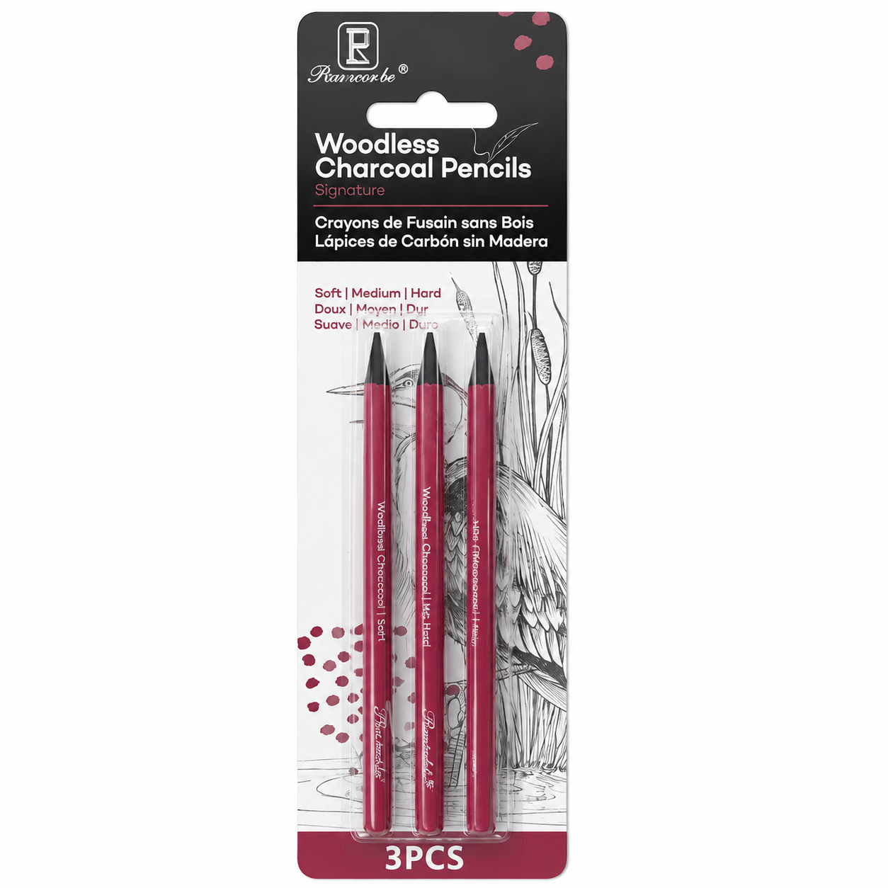 JUEGO DE LAPICES CARBONCILLOS 3/1 (Suave, Med. y Duro) BL
