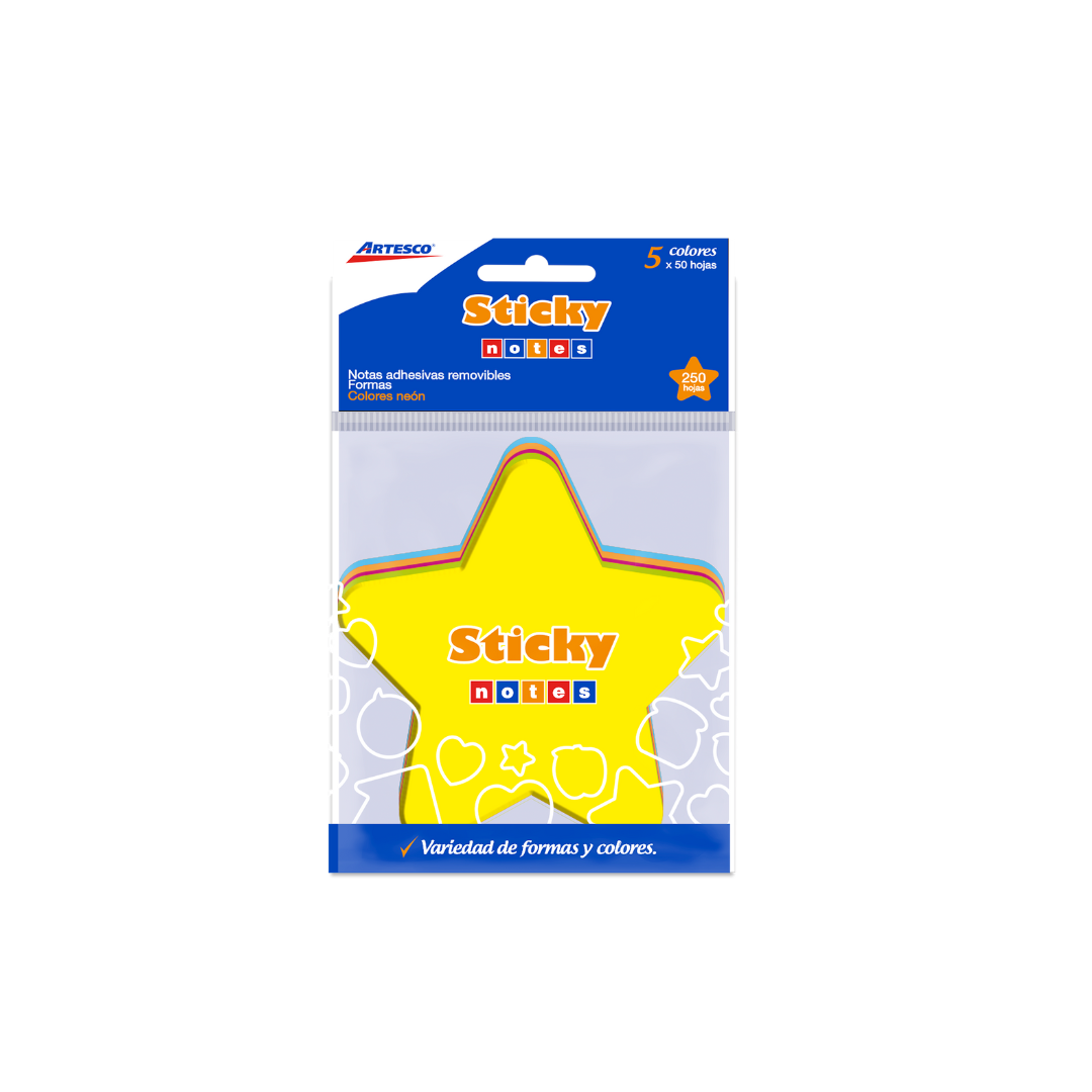 NOTAS ADHESIVAS C/DISEÑOS NEON ESTRELLA