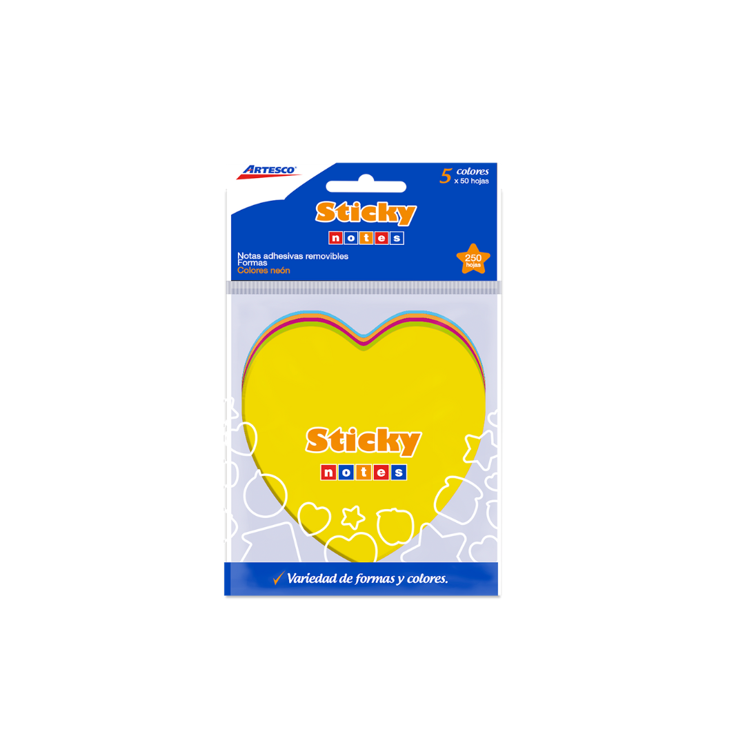 NOTAS ADHESIVAS C/DISEÑOS NEON CORAZON