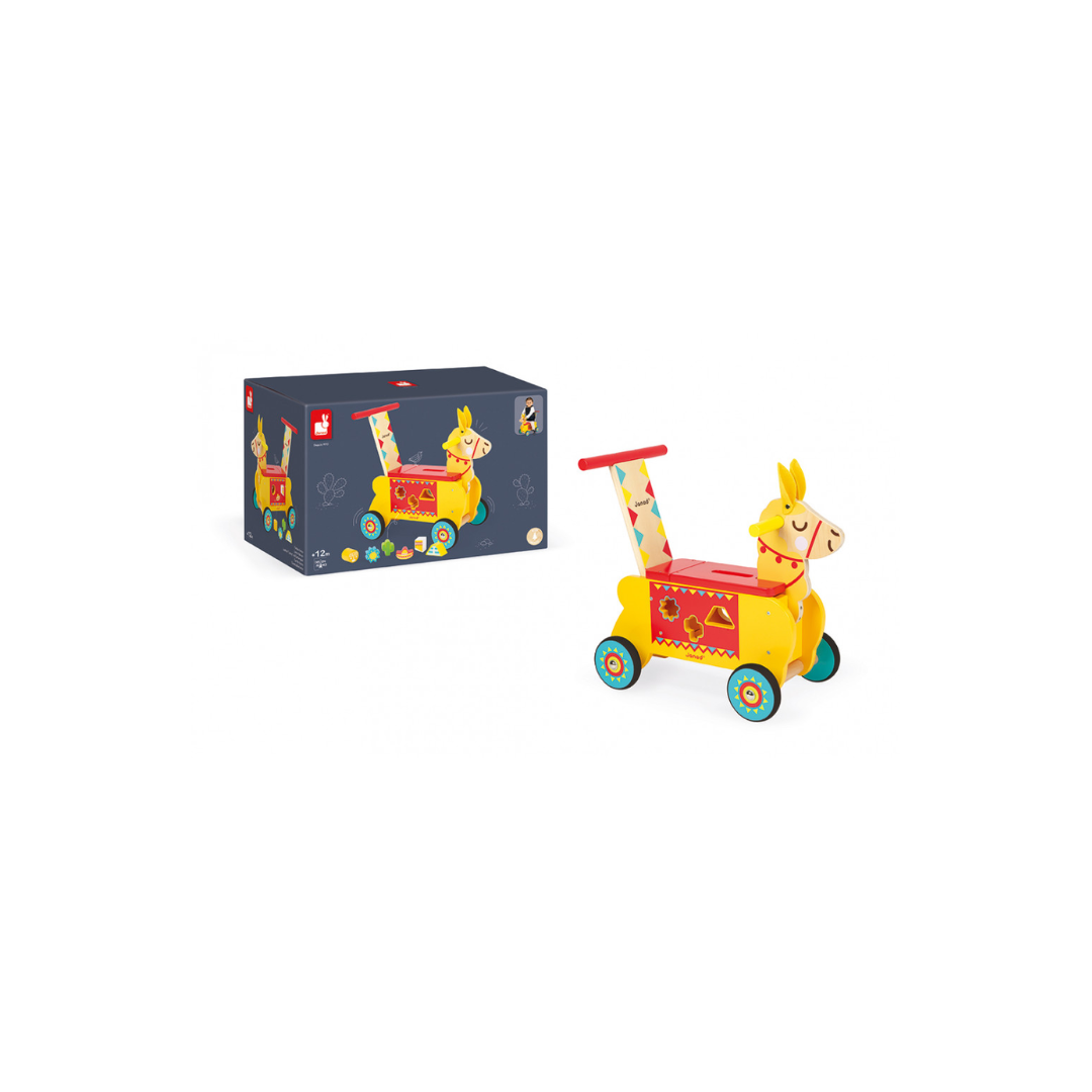 TRICICLO DE MADERA P/NIÑOS CARRITO LLAMA 1+