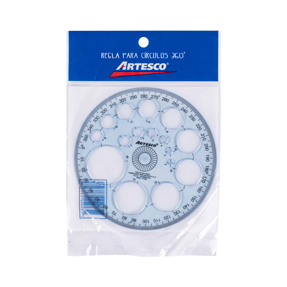 TRANSPORTADOR 360 C/PLANTILLA P/CIRCULOS BL