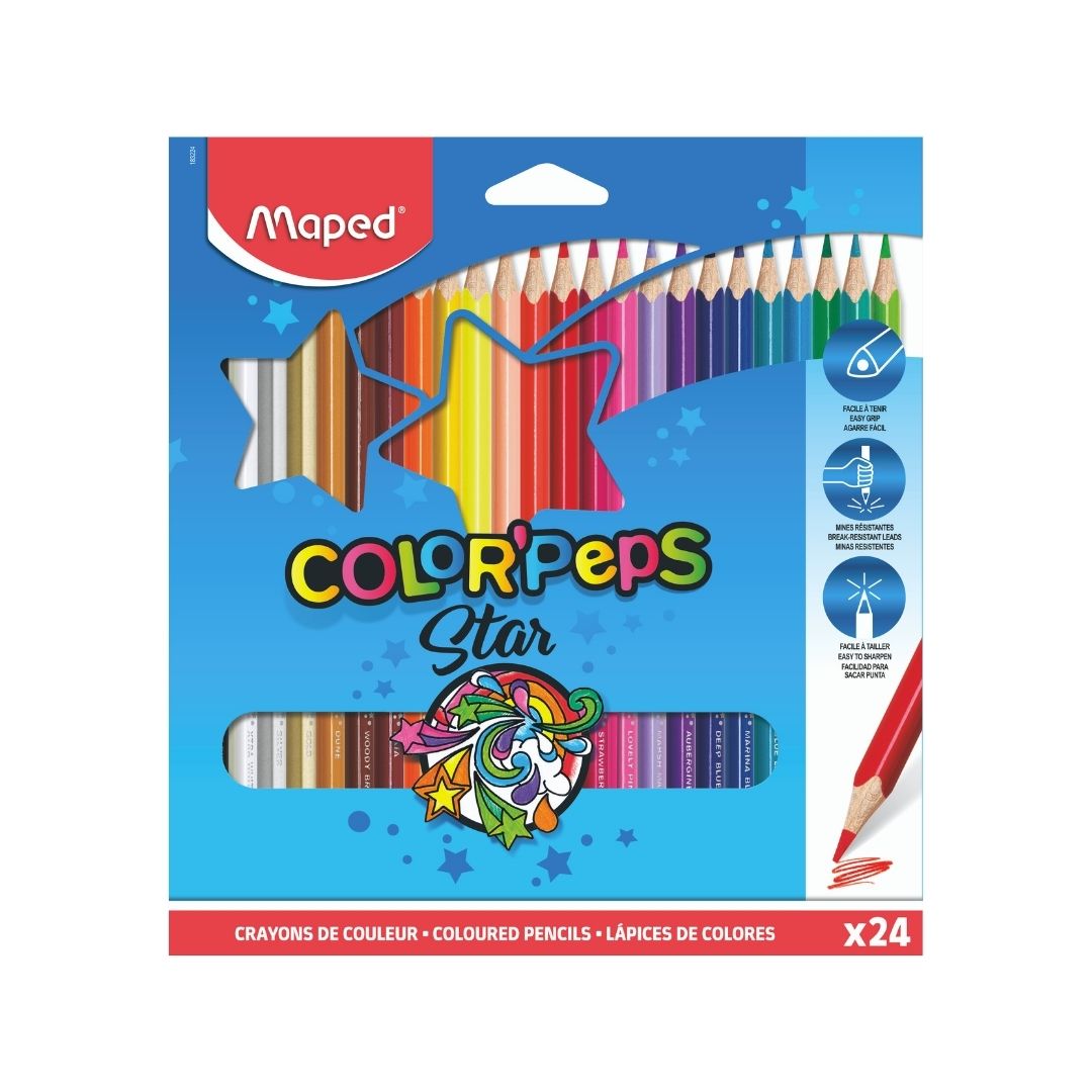 Star Color Juego de lápices de colores de 24 colores (no tóxicos)