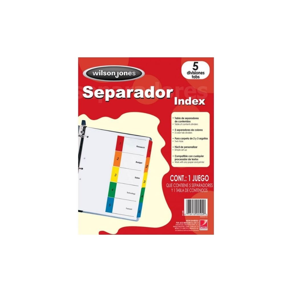SEPARADOR P/CARPETAS 5 TAB (00504)