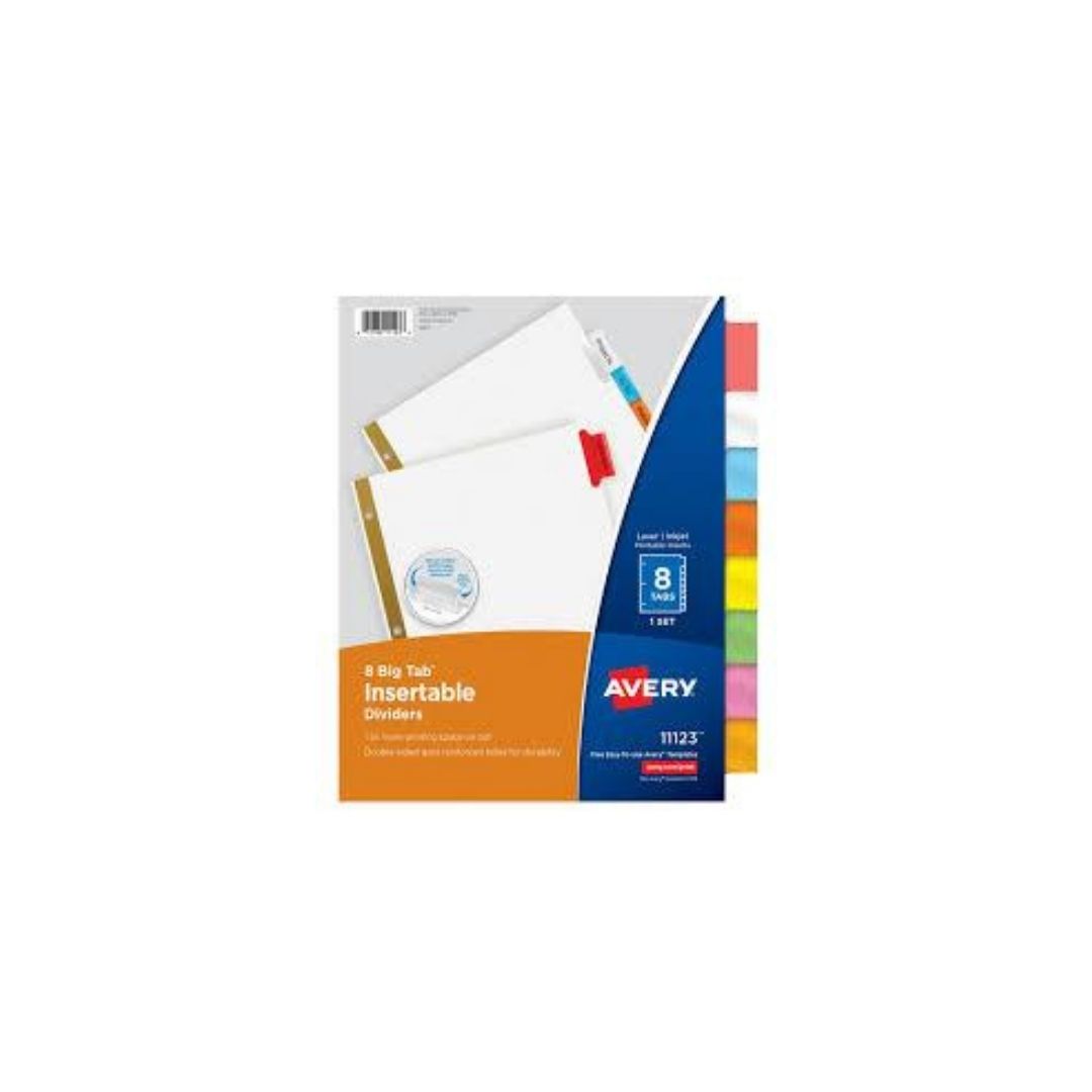 SEPARADOR P/CARPETAS 8 TAB COLORES