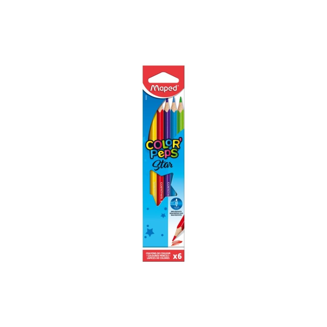 JUEGO LAPICES COLORES COLOR PEPS STAR 6/1 BL