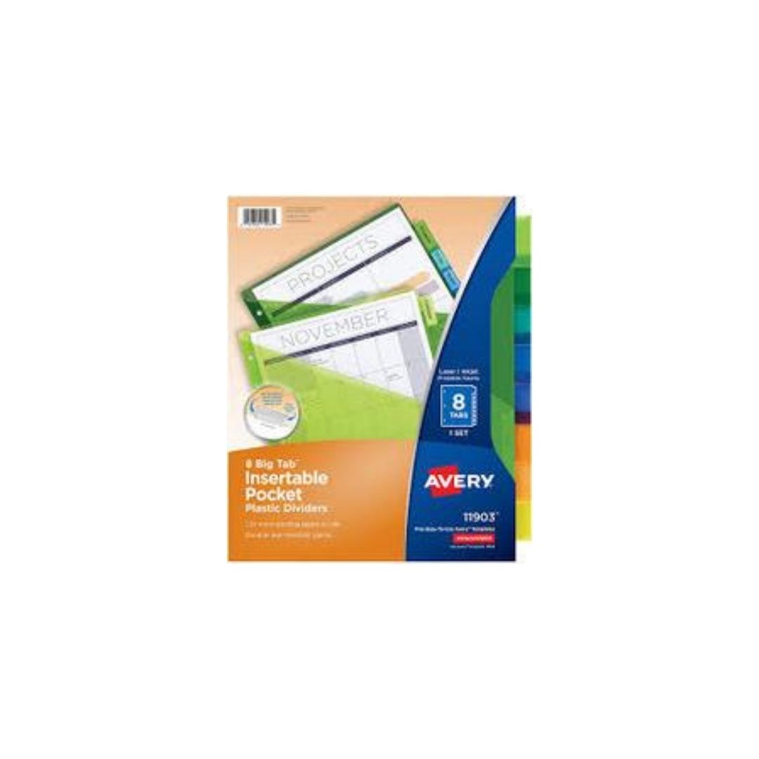 SEPARADOR P/CARPETAS 8 TAB PLASTICOS