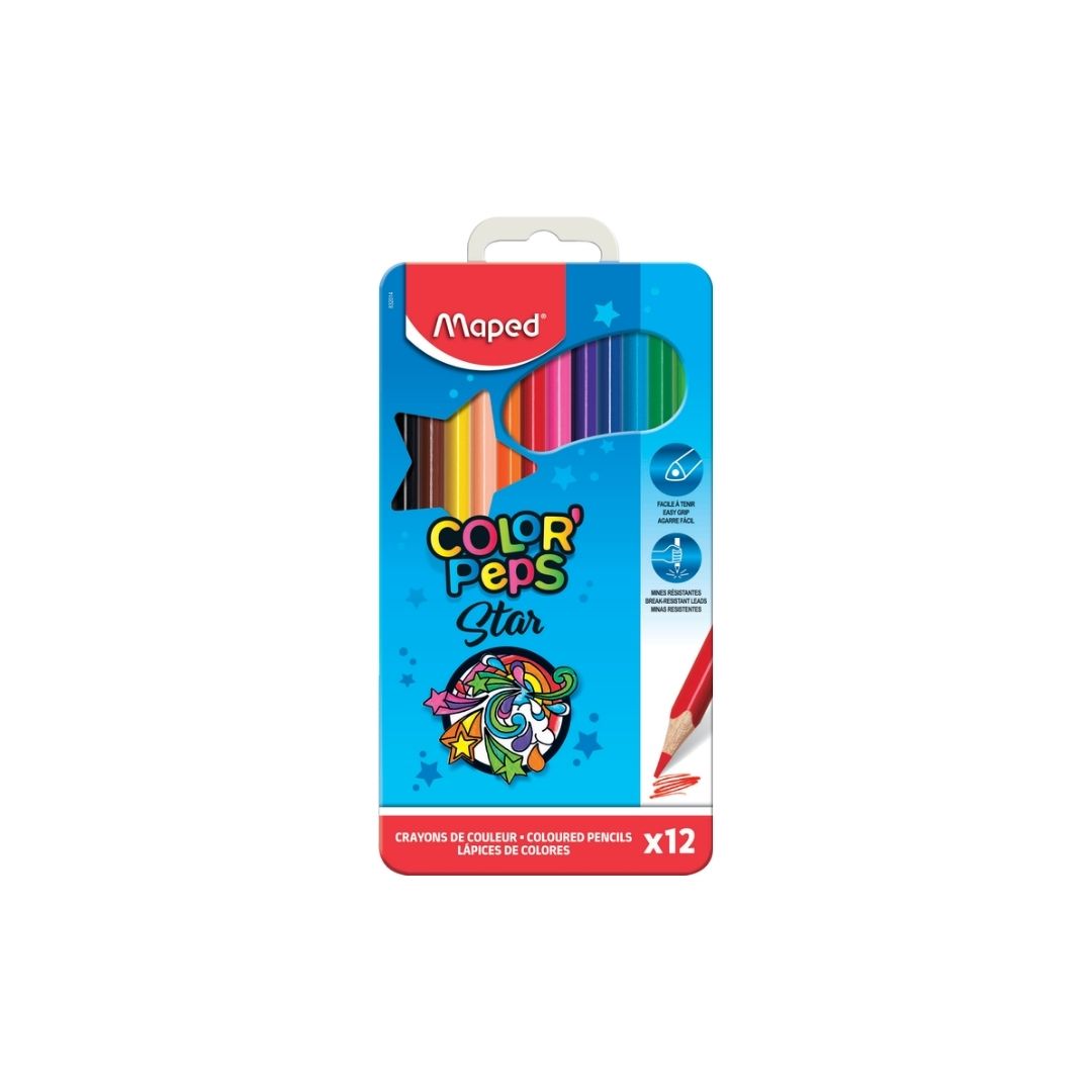 JUEGO LAPICES COLORES COLOR PEPS STAR 12/1 CAJA METAL