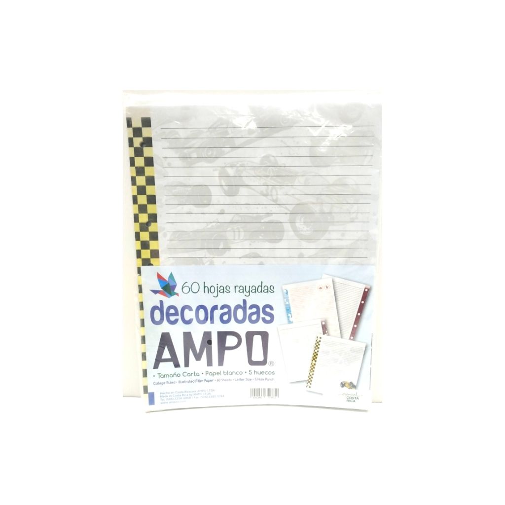 HOJAS P/CARPETAS (8.5 X 11) 60/1 DECORADA MASCULINA