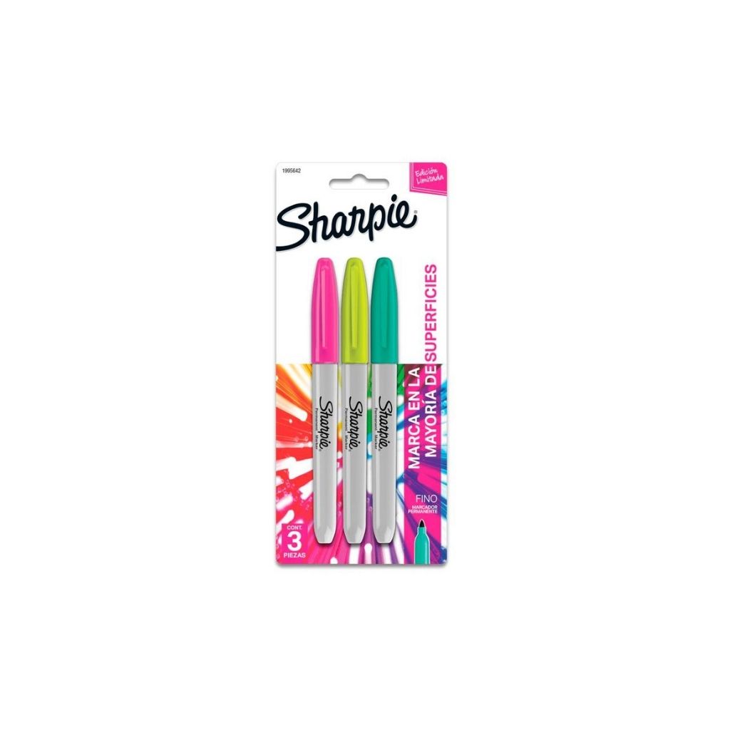 JUEGO DE FELPAS PERMANENTE SHARPIE FINA BURST 3/1 BL DURO
