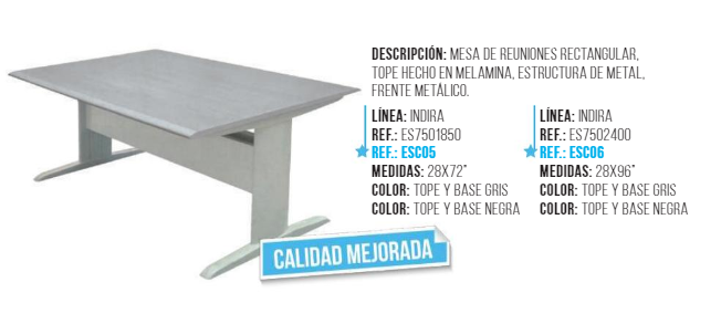 MESA P/REUNION INDIRA (28X96) NEGRO C/TOPE MELAMINA