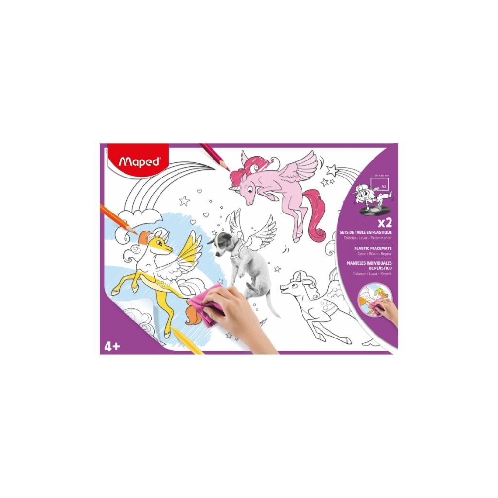 MANTEL INDIVIDUAL DE PLASTICO P/COLOREAR COL. SURT EN ESTU
