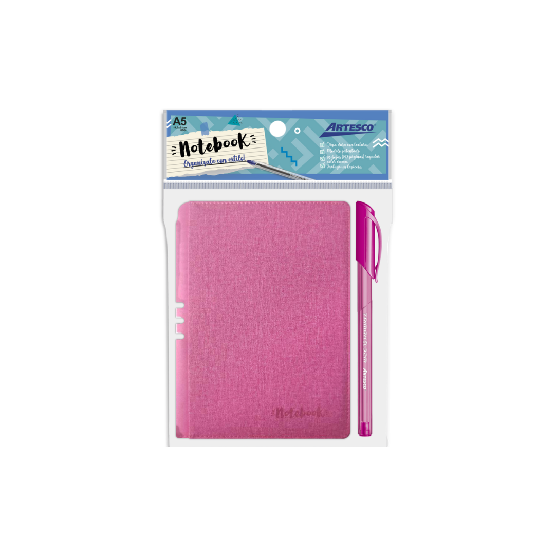 LIBRETAS P/NOTAS A5 C/BOLIGRAFO FUSCIA BL