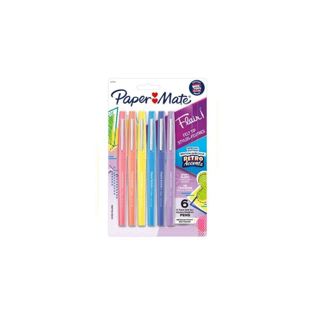 JUEGO DE FELPAS FLAIR RETRO ACCENTS 6/1 BLISTER DURO