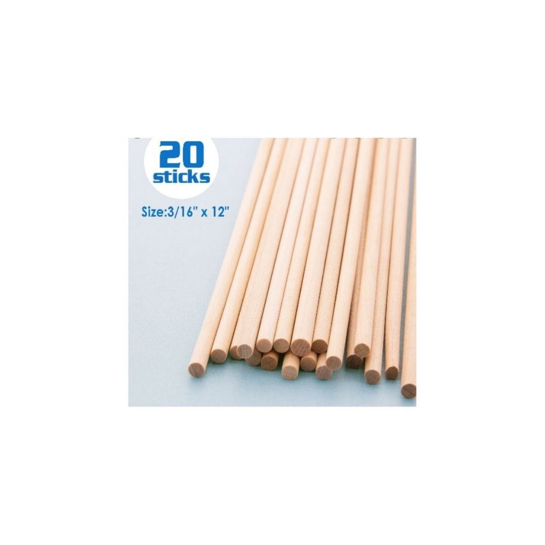 PALITOS DE MADERA REDONDO (3/16 X 12) NATURAL 20/1