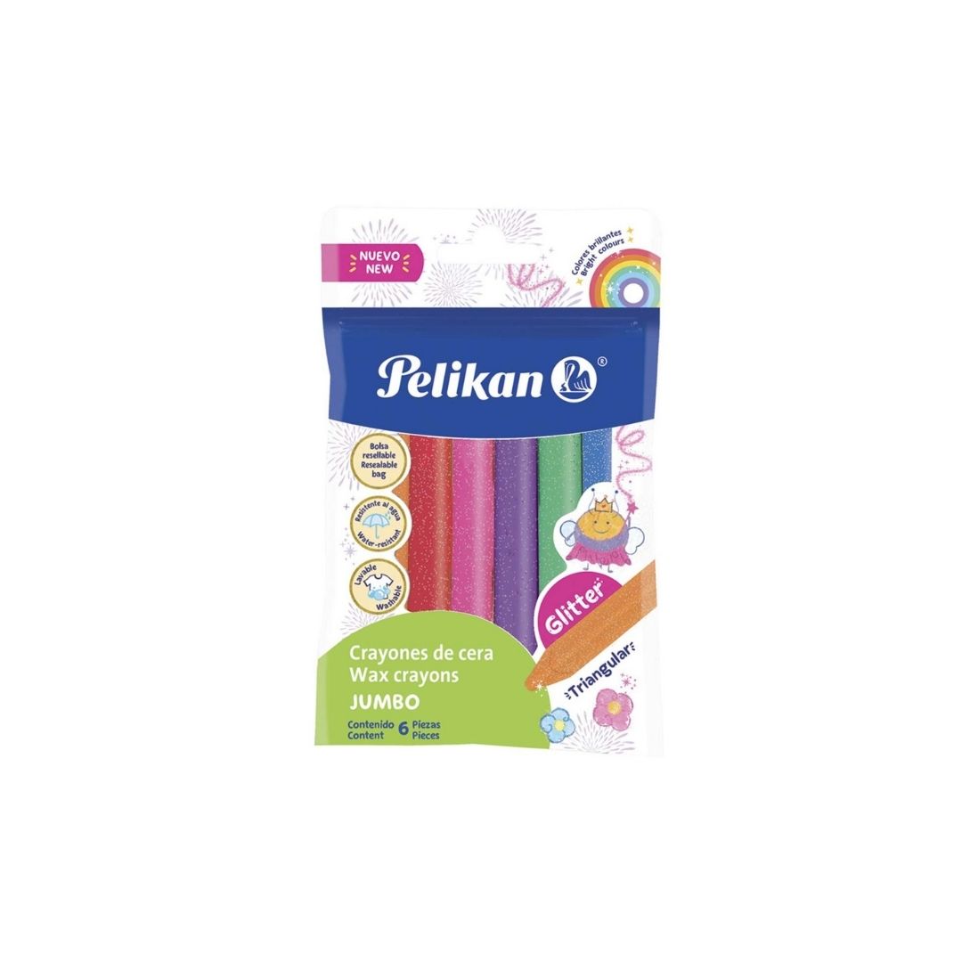JUEGO CREYONES DE CERA TRIANGULAR JUMBO 6/1 GLITTER BLISTER