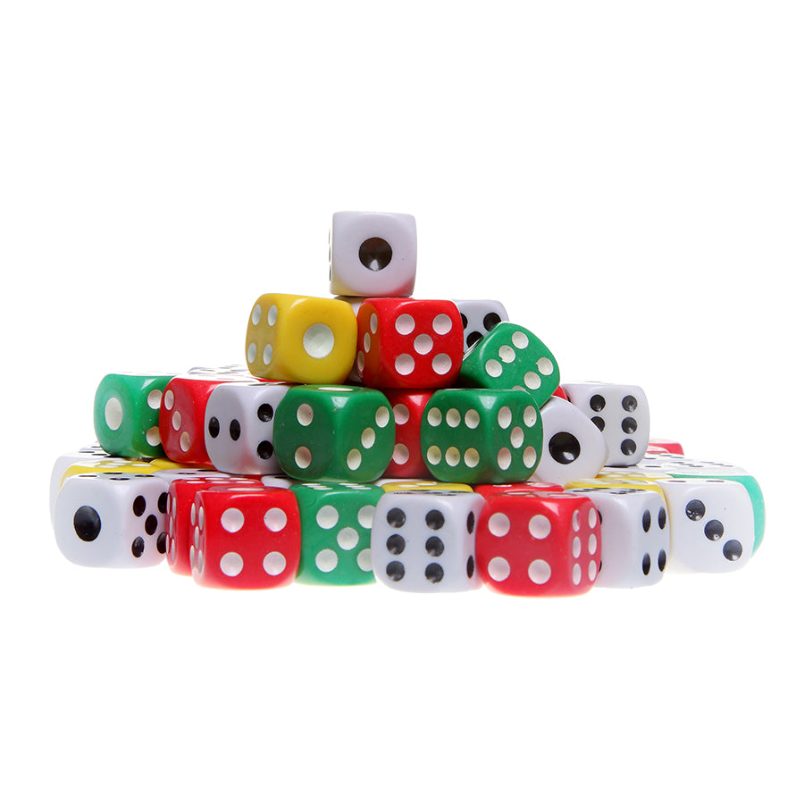 DADOS 16 mm COLORES SOLIDOS SURTIDOS 100 pzas.