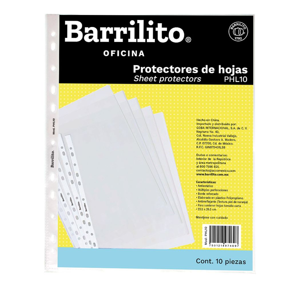 HOJAS PLASTICAS P/CARPETAS CARTA 10/1 (Protectoras)