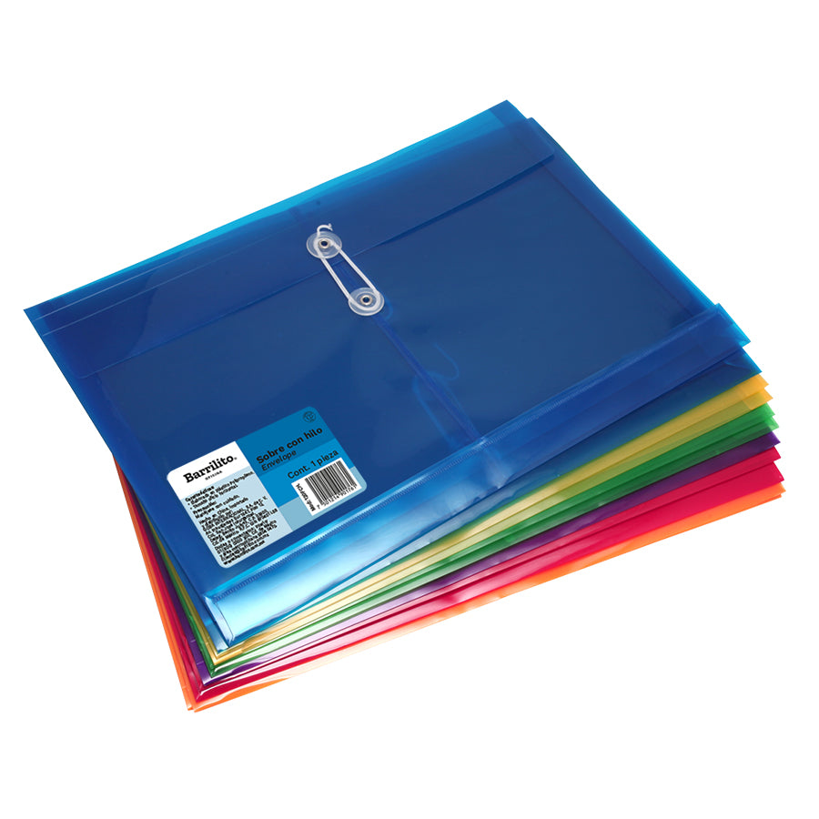 SOBRE PLASTICO C/HILO TAMAÑO OFICIO Horizontal PAQUETE C