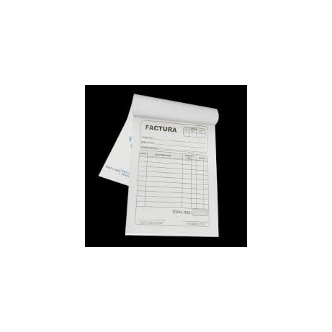 TALONARIO DE FACTURA PEQUEÑA 1COPIA (2 partes)