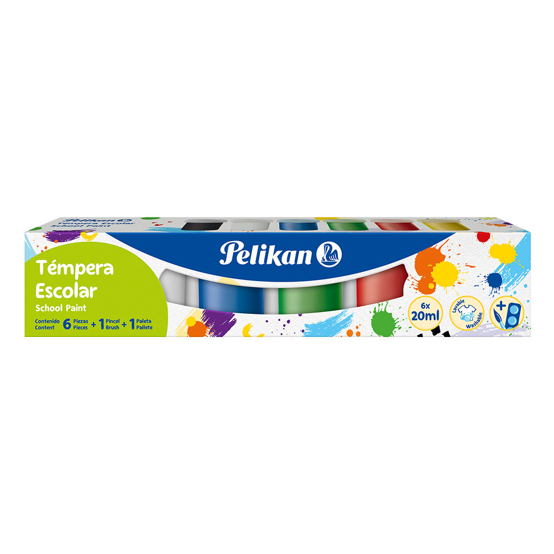 JUEGO TEMPERA 6/1 C/PALETA Y PINCEL (20ML)