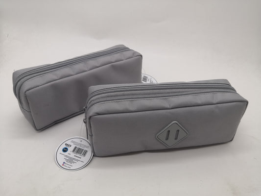 ESTUCHE PARA LAPICES BAGS GRIS 2 ZIP