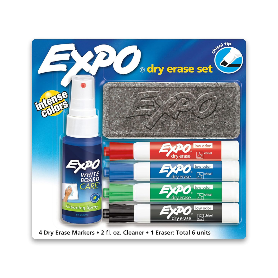 JUEGO FELPAS P/PIZARRA 4/1 EXPO C/BORRADOR Y LIQUIDO (Español)