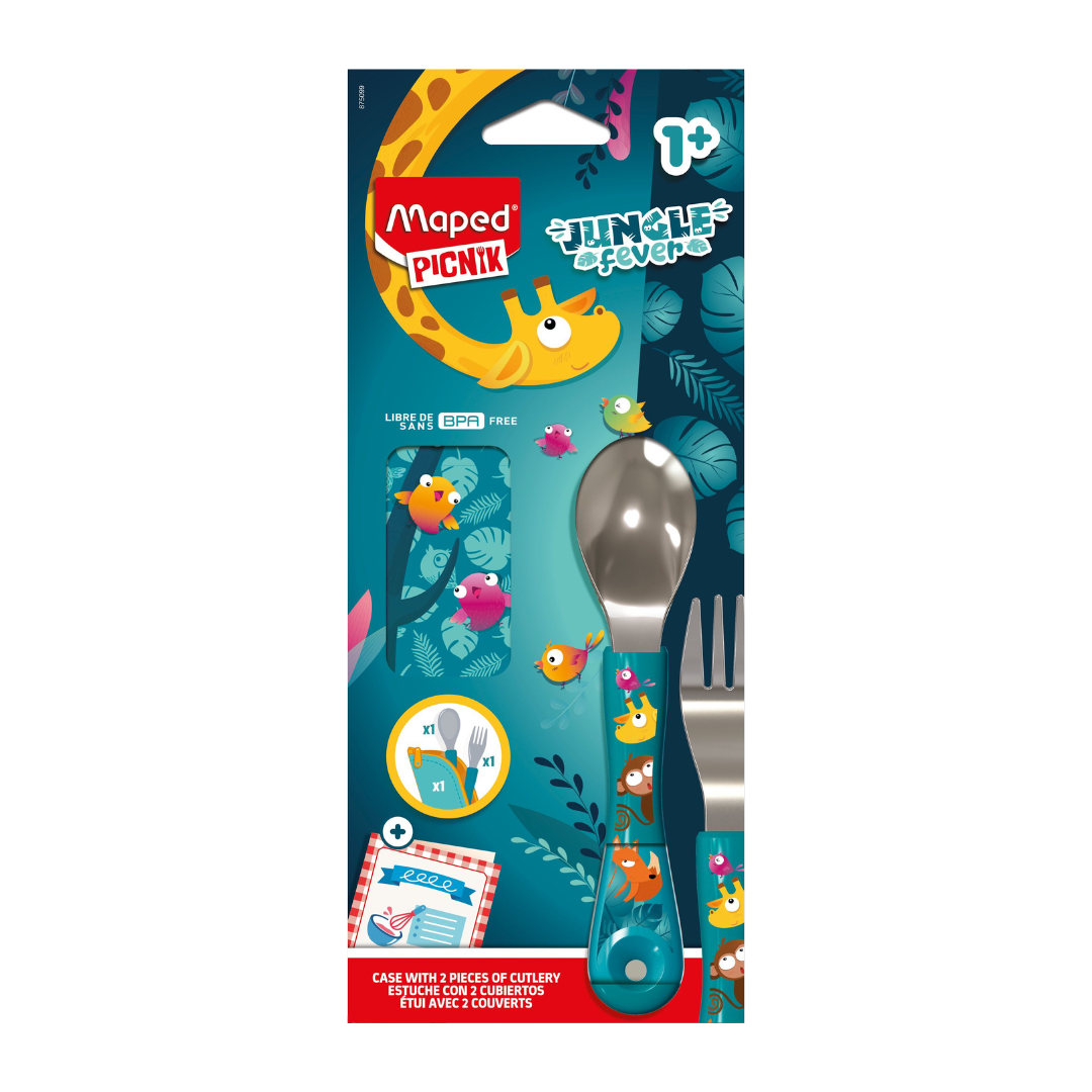 JUEGO DE CUBIERTOS P/NINOS JUNGLE FEVER BL