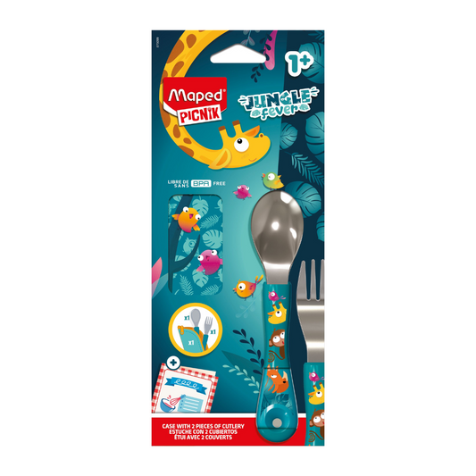 JUEGO DE CUBIERTOS P/NINOS JUNGLE FEVER BL