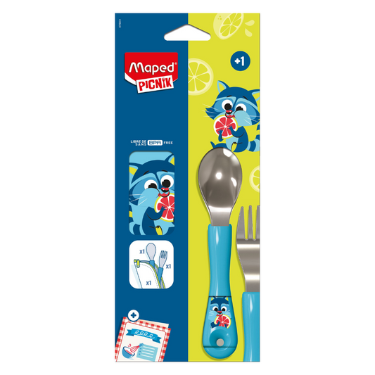 JUEGO DE CUBIERTOS P/NINOS MINIZ MAPACHE BLISTER