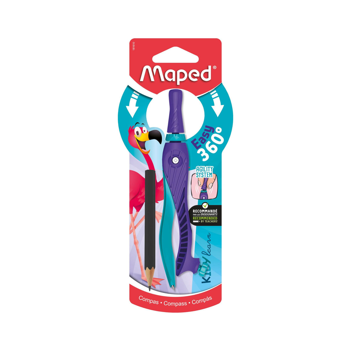 COMPAS PLASTICO ESCOLAR KIDZ 360 BLISTER