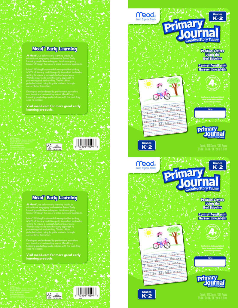CUADERNO COSIDO 200 PAG. PRIMARY JOURNAL K2 SURTIDAS Papeleria CCC