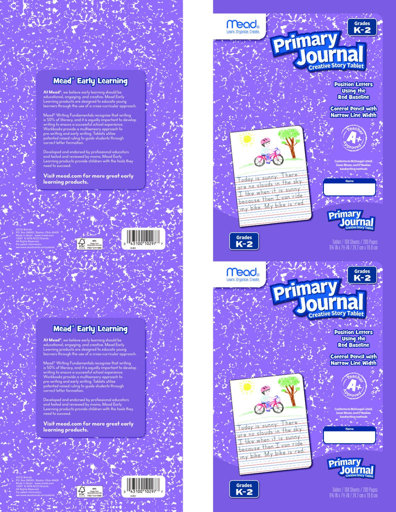 CUADERNO COSIDO 200 PAG. PRIMARY JOURNAL K2 SURTIDAS Papeleria CCC