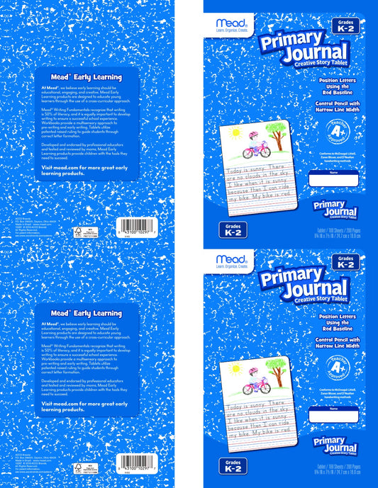 CUADERNO COSIDO 200 PAG. PRIMARY JOURNAL K-2 SURTIDAS