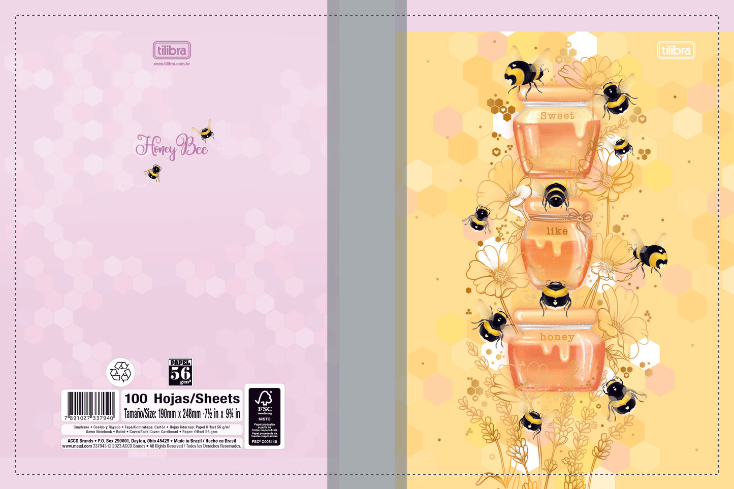 CUADERNO COSIDO 200 PAG. HONEY BEE