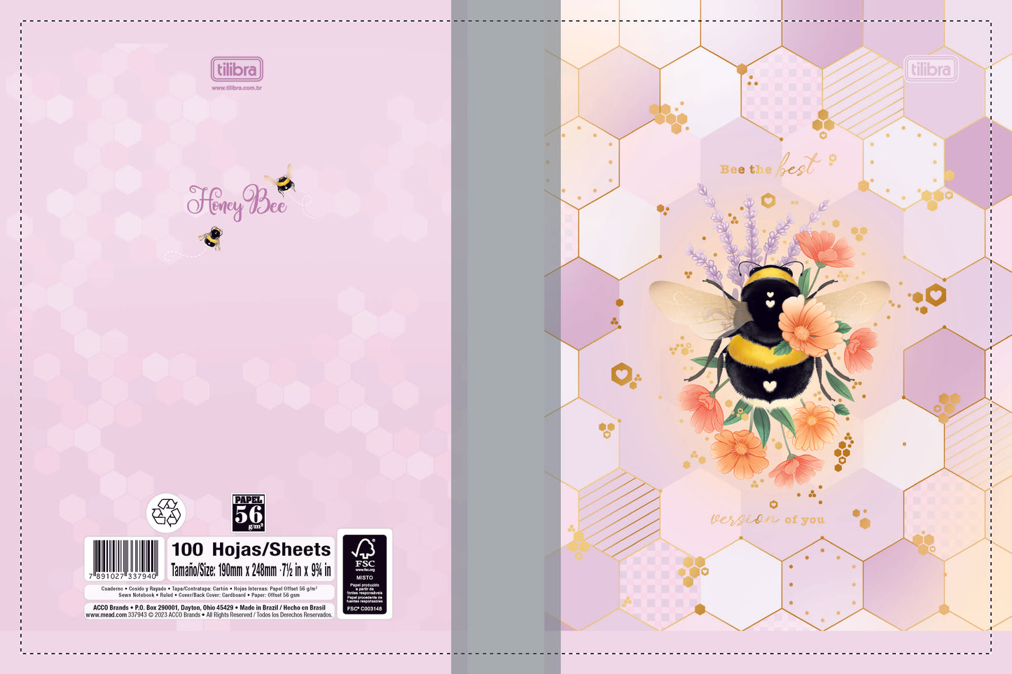 CUADERNO COSIDO 200 PAG. HONEY BEE