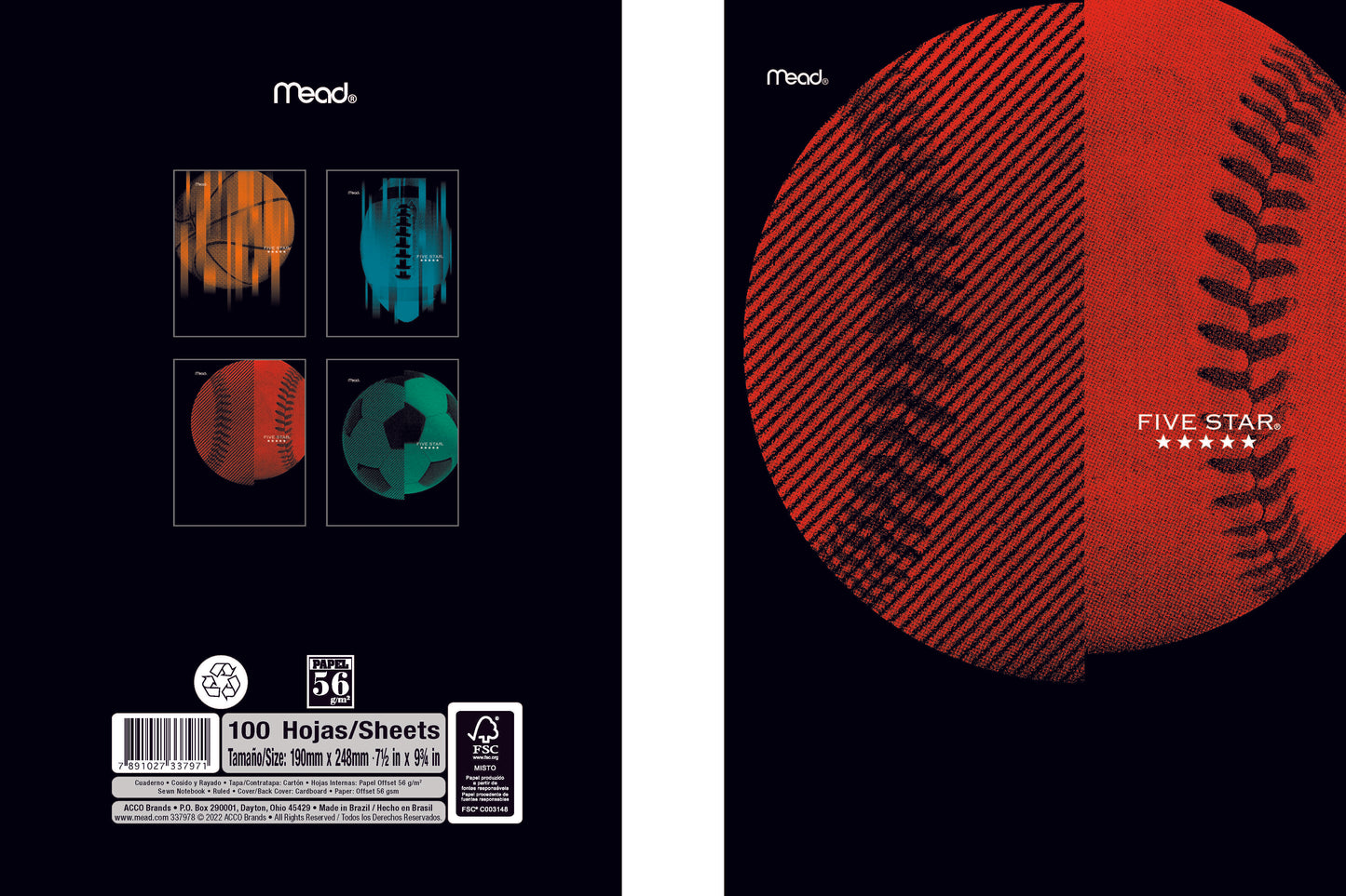 CUADERNO COSIDO 200 PAG. FIVE START SPORT