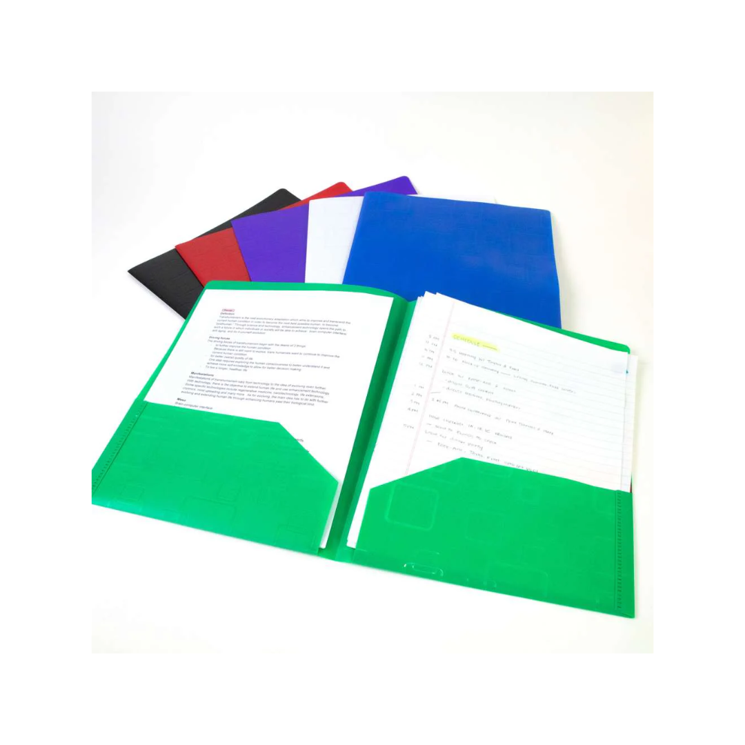 FOLDERS PLASTICOS C/2 BOLSILLO SURTIDOS