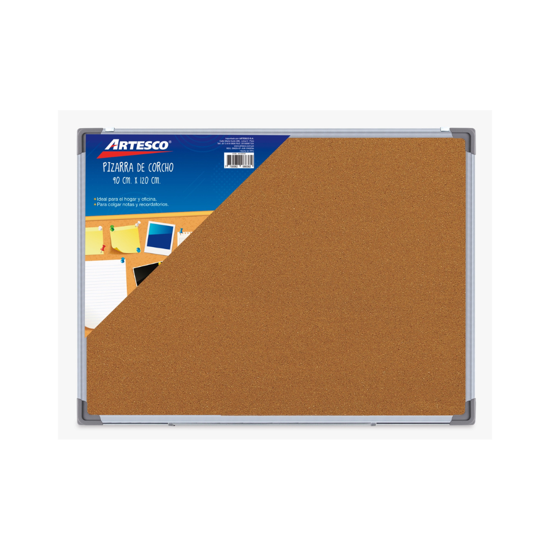 PIZARRA DE CORCHO BORDE D/METAL (90 X 120)CM/(35x47)pulg