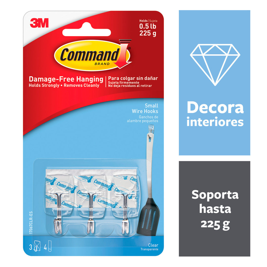 GANCHOS DE PARED PEQ. 3/1 CLEAR (1/2 lib)