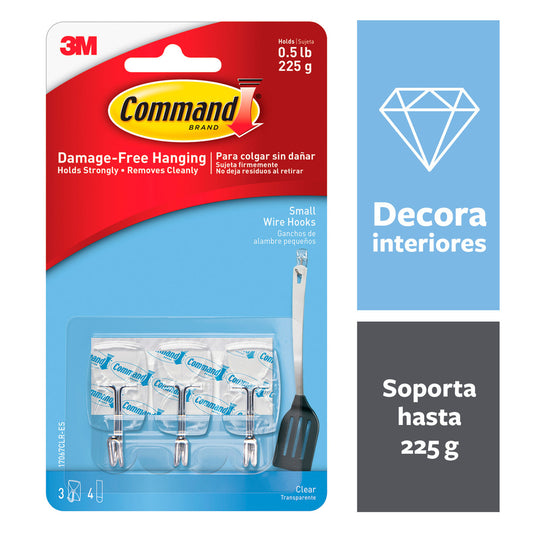 GANCHOS DE PARED PEQ. 3/1 CLEAR (1/2 lib)