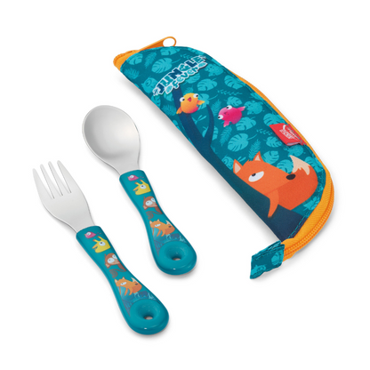 JUEGO DE CUBIERTOS P/NINOS JUNGLE FEVER BL