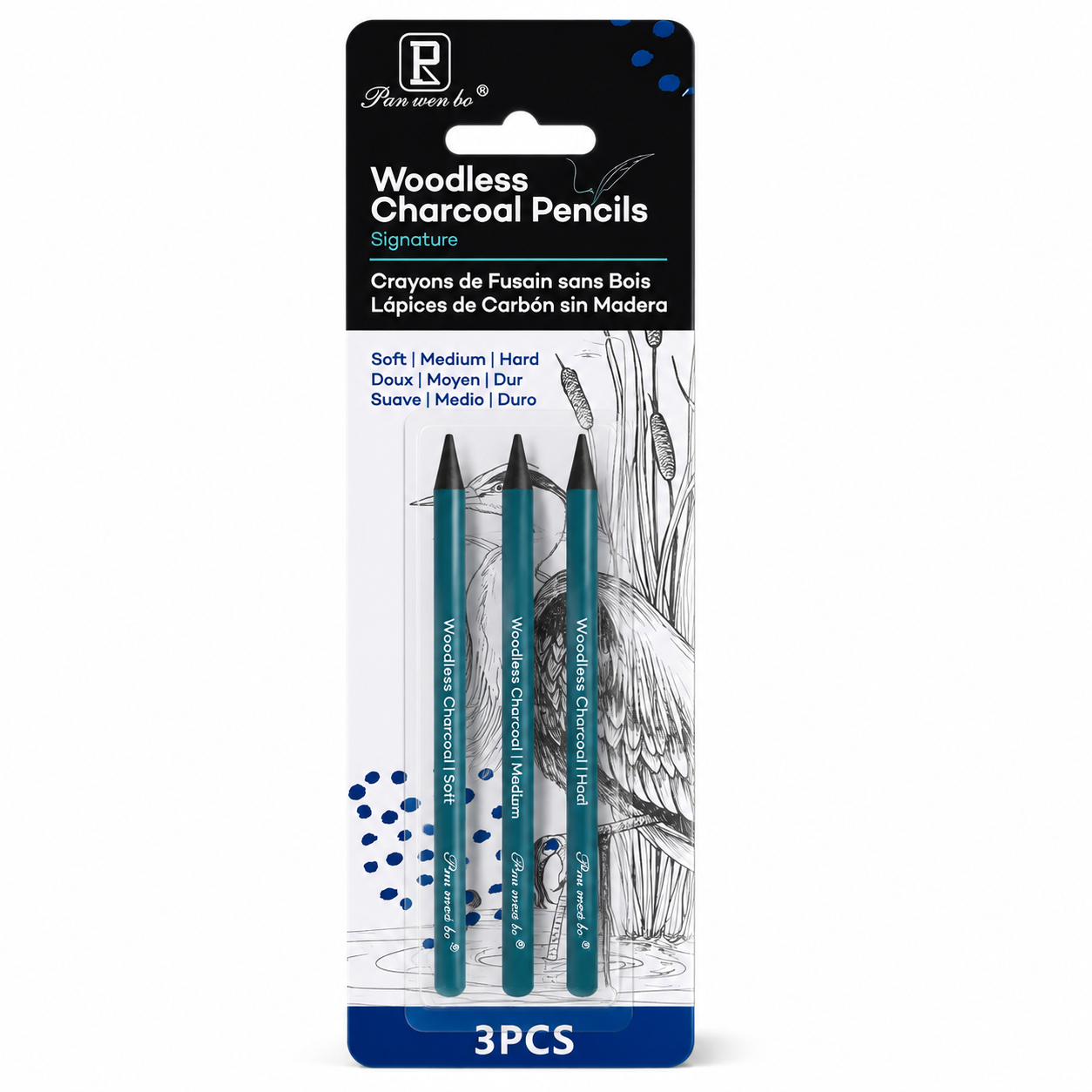 JUEGO DE LAPICES CARBONCILLOS 3/1 (Suave, Med. y Duro) BL